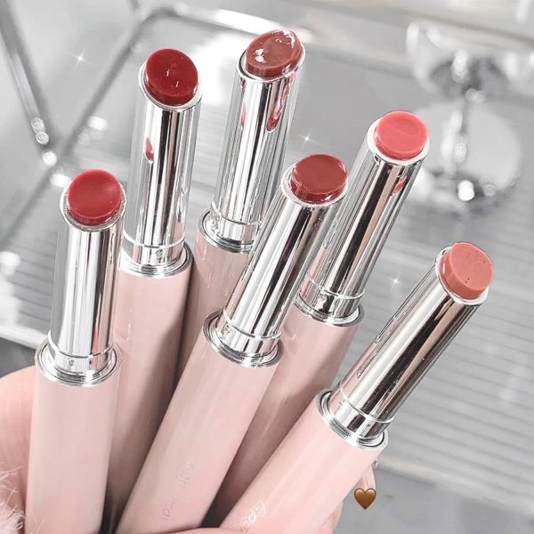 Velvety Texture Lipstick Glossy Lipstick Long Lasting Moisturizing Tinted Lip Balm, Plumping Water Lip Glaze Slim Design (random Color - Pack of 6)