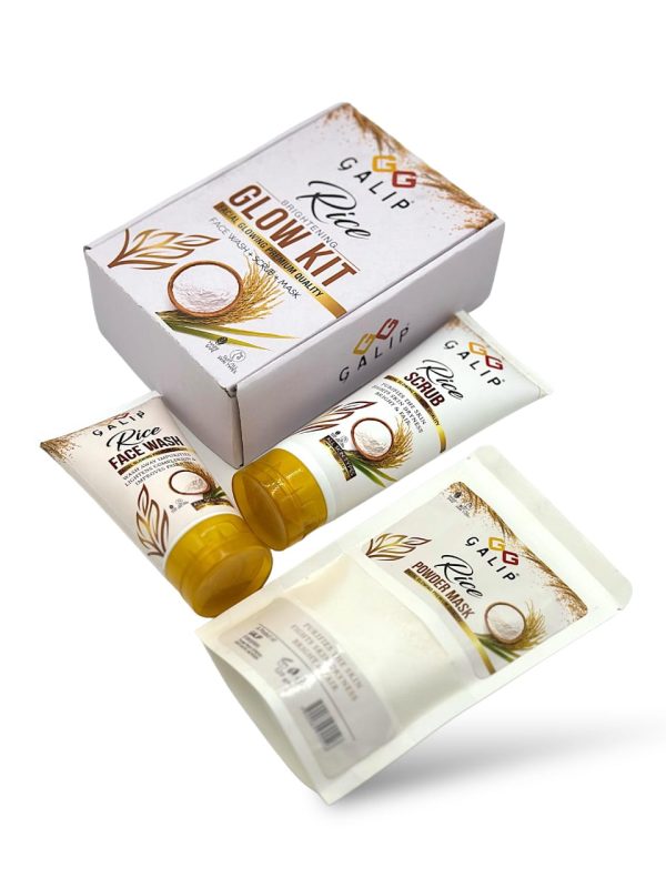 Galib Rice Facial Kit – 3-step Skincare Set With Wash, Scrub, And Mask