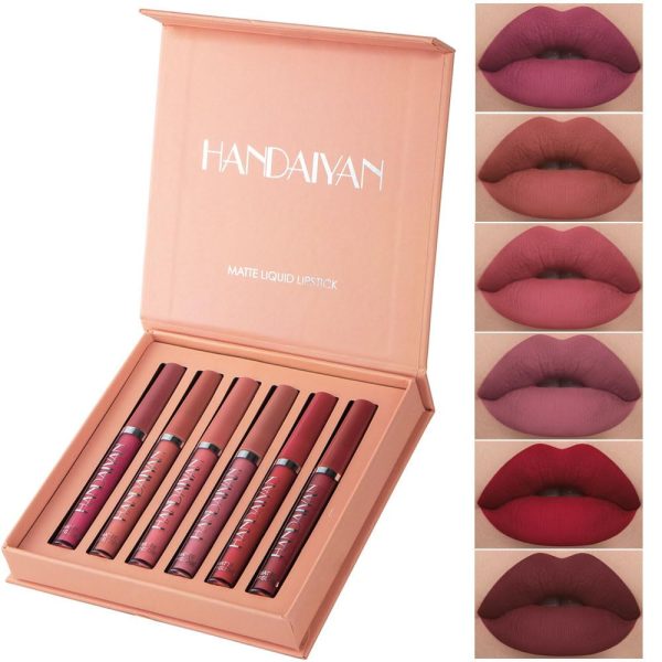 6 Pcs Handaiyan Mate Liquid Lip Gloss Set Liquid Lipstick