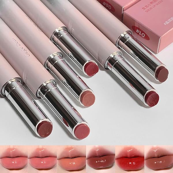 Velvety Texture Lipstick Glossy Lipstick Long Lasting Moisturizing Tinted Lip Balm, Plumping Water Lip Glaze Slim Design (random Color - Pack of 6)