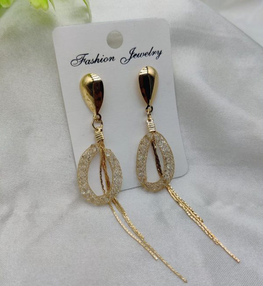 Imported Elegant Mesh Teardrop Dangling Earrings Best Quality Artificial Earrings For Girls & Women