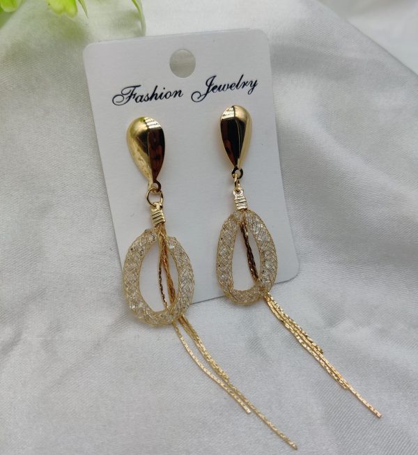 Imported Elegant Mesh Teardrop Dangling Earrings Best Quality Artificial Earrings For Girls & Women